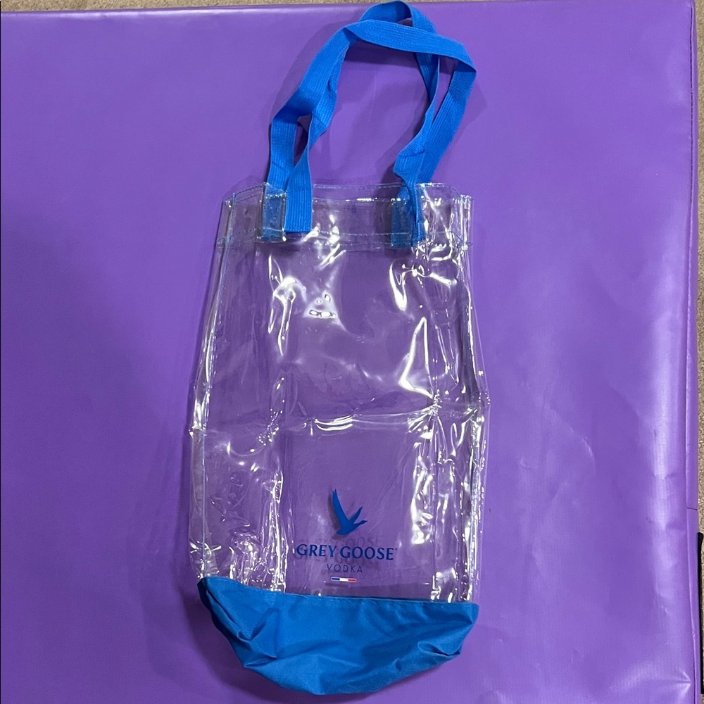 NEW Clear PVC and Blue Grey Goose Tote Bag